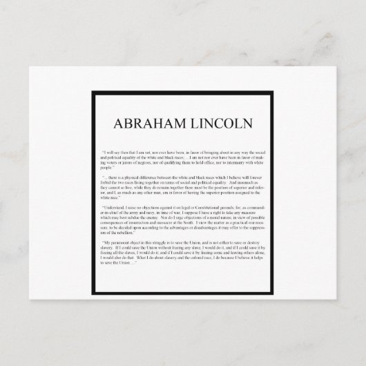 Honest Abe-Alternativlayout Postkarte (Vorderseite)