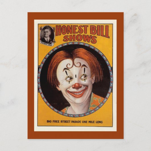 Honest Bill Vintag Circus Postkarte (Vorderseite)