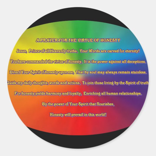 Honesty Prayer Runder Aufkleber (Vorderseite)