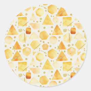 Honey & Amber Wasserfarbe Geometrisches Goldmuster Runder Aufkleber