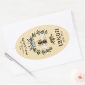 Honey Apiary Crown and Wreath Ovaler Aufkleber (Umschlag)