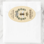 Honey Apiary Crown and Wreath Ovaler Aufkleber (Tasche)