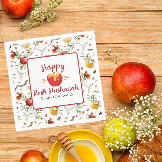 Honey Apple Jewish Happy Rosh Hashanah Serviette
