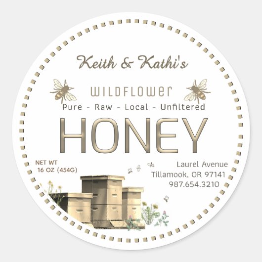 Honey Backyard Bees Hives und Little Bees Garden Runder Aufkleber (Vorderseite)