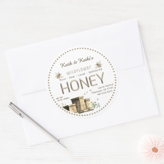 Honey Backyard Bees Hives und Little Bees Garden Runder Aufkleber (Umschlag)