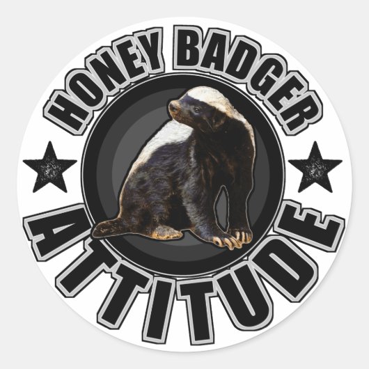 Honey Badger ATTITUDE - Round Design Runder Aufkleber (Vorderseite)