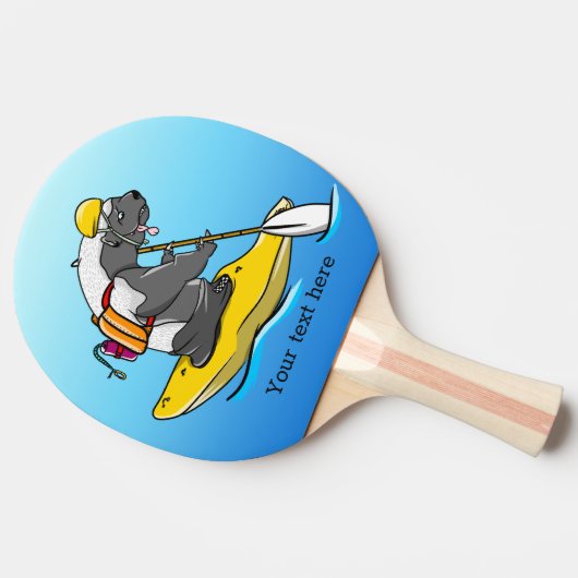 Honey Badger Canoeing in einem Fluss Tischtennis Schläger (Seitenansicht)