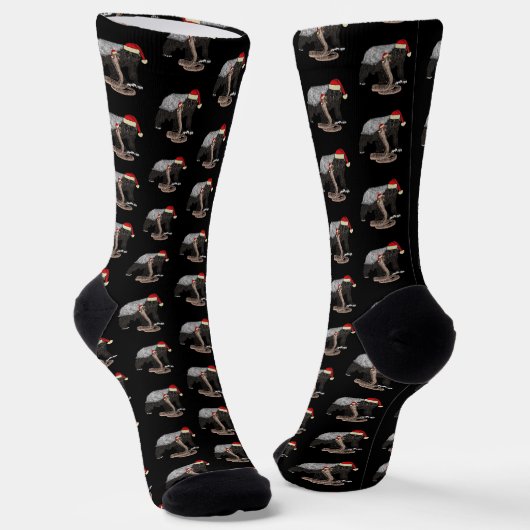 Honey Badger Cobra Snake Badass Christmas Black Socken (Gewinkelt)