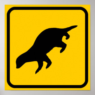 Honey Badger Crossing Sign Poster
