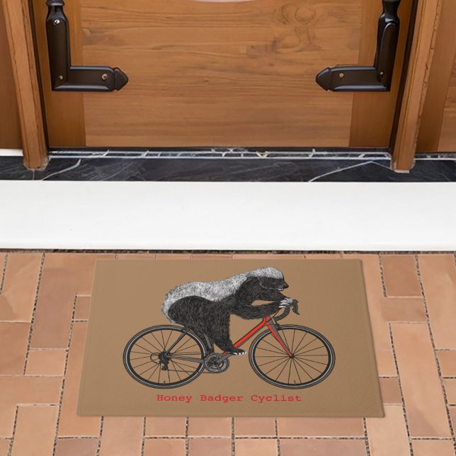 Honey Badger Cycling Funny Animal Cyclist Spaß Fußmatte (Honey badger on bicycle cycling fun cyclists door mat)