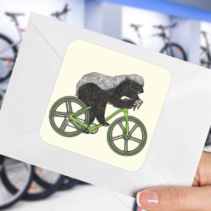 Honey Badger Cycling Funny Badass Animal Cyclist Quadratischer Aufkleber