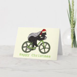 Honey Badger Cycling Funny Badass Festive Cyclist Karte