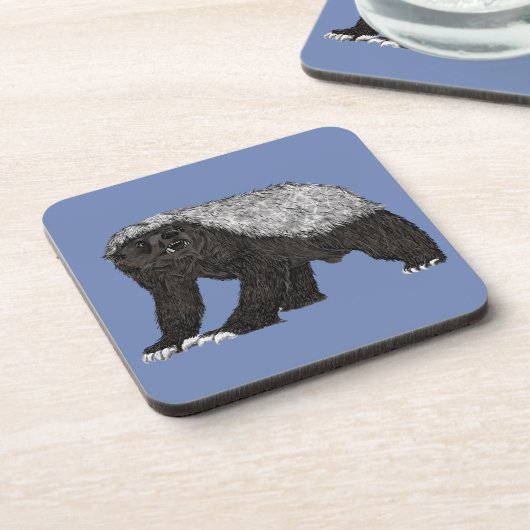 Honey Badger Fearless Attitude Tierbeispiel Untersetzer (Linke Seite)