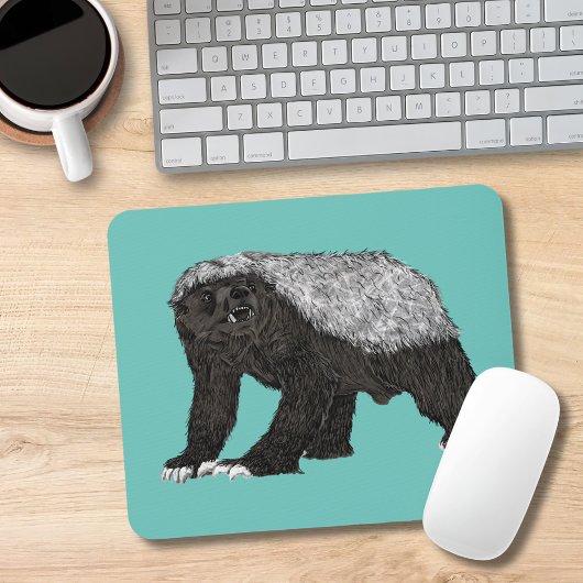 Honey Badger Fearless Eklig Wild Animal Art Mousepad