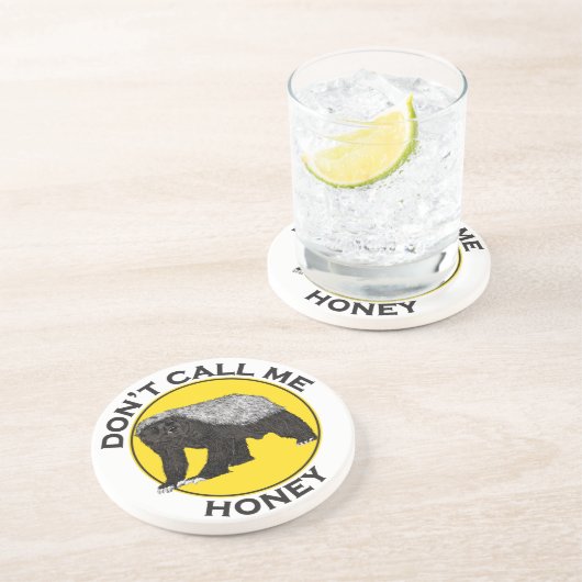 Honey Badger Funny Badass darunter Call Me Slogan Sandstein Untersetzer (Seite)