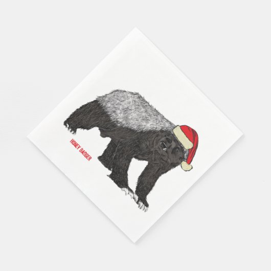 Honey Badger Funny Badass Festive Santa Spaß Serviette (Ecke)