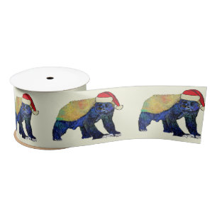 Honey Badger Funny Colorful Festival Badass Santa Satinband