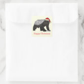 Honey Badger Funny Festive Badass Weihnachtsmotto Quadratischer Aufkleber (Tasche)