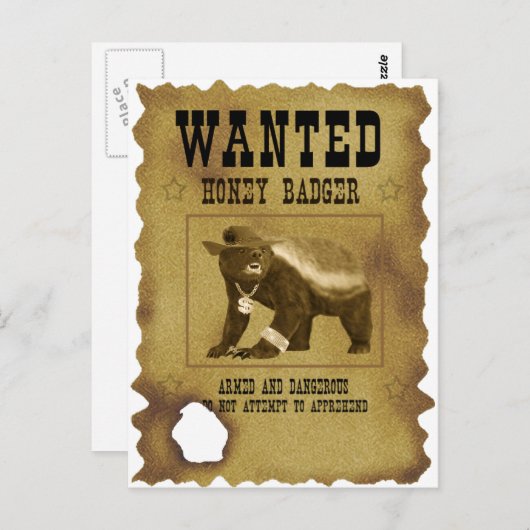 Honey Badger Gewollt Poster Postkarte (Vorne/Hinten)
