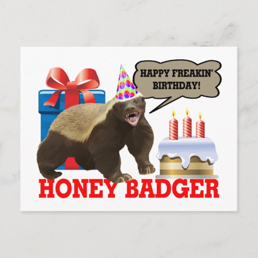 Honey Badger Happy Freakin' Geburtstag Postkarte (Vorderseite)