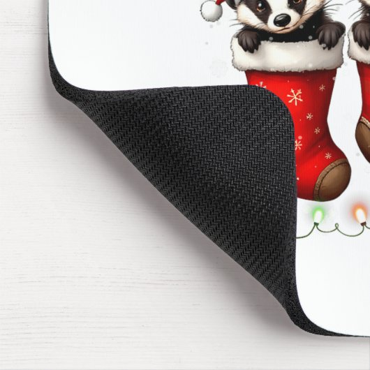Honey Badger In Christmas Socks Lights Honey Badge Mousepad (Ecke)
