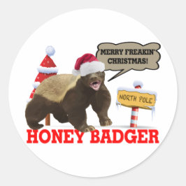 Honey Badger Merry Freakin's Weihnachten Runder Aufkleber