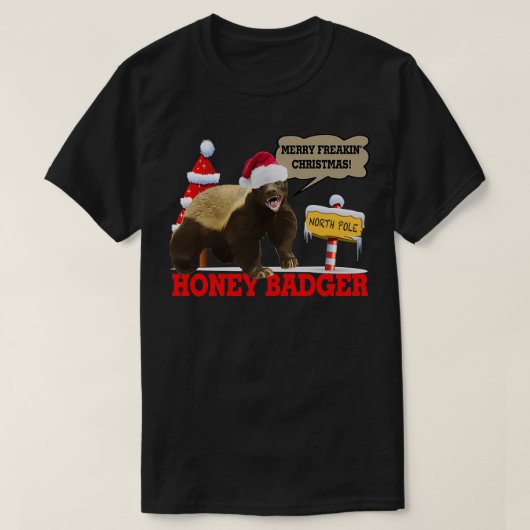 Honey Badger Merry Freakinx27 Weihnachten T-Shirt (Design vorne)