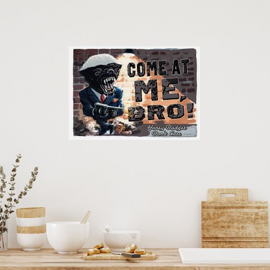 Honey Badger mit Maschinengewehr Poster (Küche)