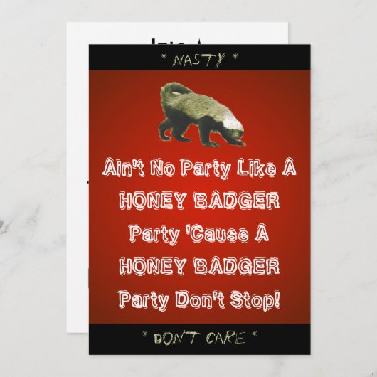 Honey Badger Party Custom Einladung (Vorne/Hinten)