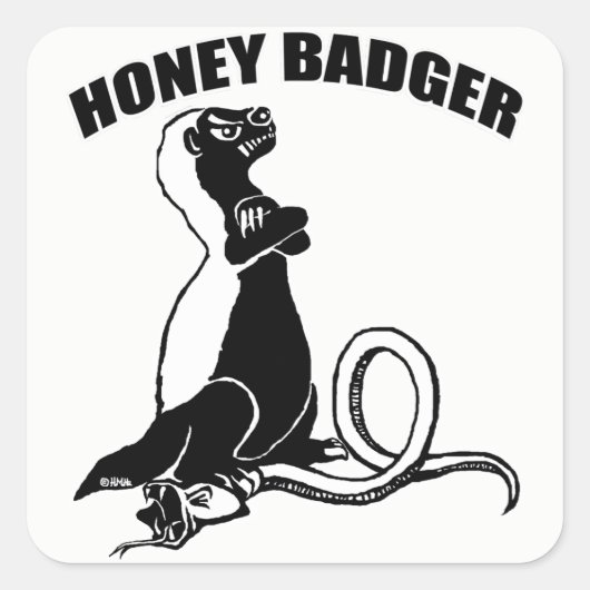 Honey Badger Quadratischer Aufkleber (Vorderseite)