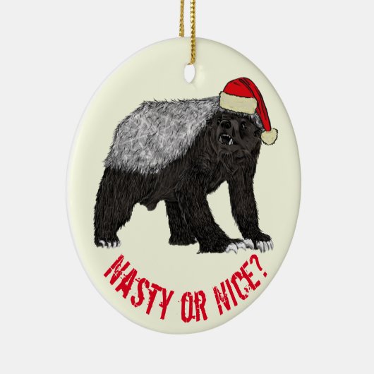 Honey Badger Santa Eklig oder Nice Keramik Ornament (Rechts)