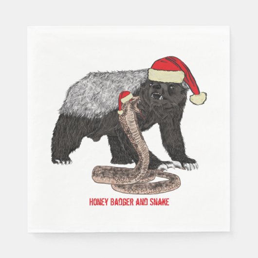 Honey Badger & Snake Funny Badass Weihnachten Serviette (Vorderseite)