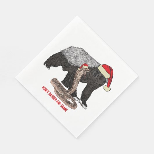 Honey Badger & Snake Funny Badass Weihnachten Serviette (Ecke)