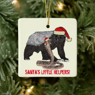 Honey Badger Snake Funny Festive Irony Santa Quote Keramikornament