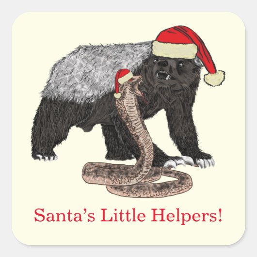 Honey Badger Snake Funny Festive Irony Santa Quote Quadratischer Aufkleber (Vorderseite)