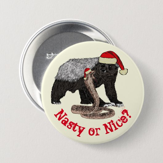Honey Badger Snake Funny Festive Santa Quote Button (Vorne & Hinten)