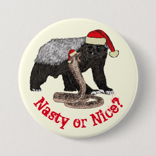 Honey Badger Snake Funny Festive Santa Quote Button (Vorderseite)