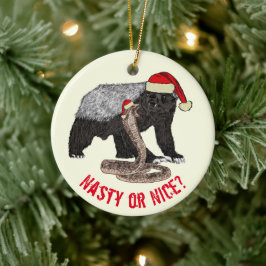 Honey Badger Snake Funny Festive Santa Sprichwort Keramik Ornament