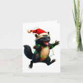 Honey Badger Tree Xmas Lights Santa Honey Badger C Karte (Vorderseite)