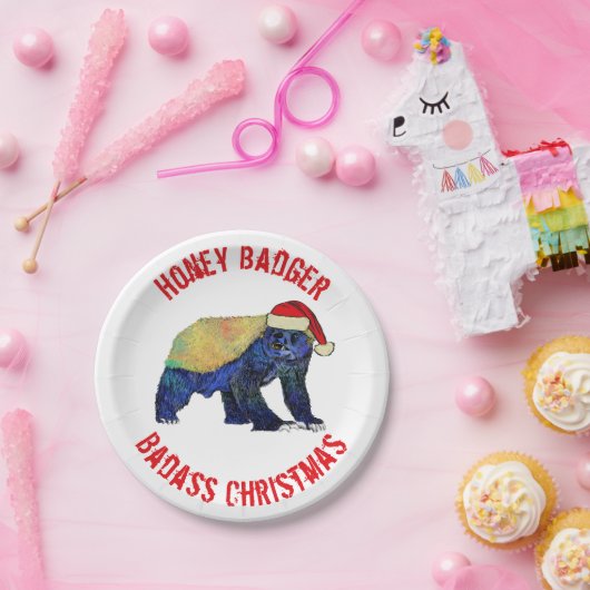 Honey Badger Weihnachtsmotto Pappteller (Party)