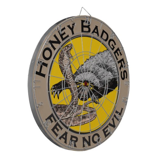 Honey Badgers Fee no Evil Badass Animal Art Schlan Dartscheibe (Vorderseite Links)