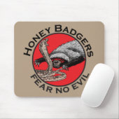 Honey Badgers Fee no Evil Funny Badass Slogan Red Mousepad (Mit Mouse)