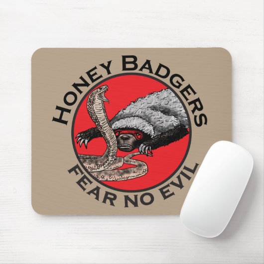 Honey Badgers Fee no Evil Funny Badass Slogan Red Mousepad (Mit Mouse)