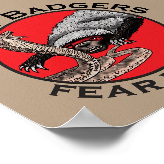 Honey Badgers Fee no Evil Funny Badass Slogan Red Poster (Ecke)