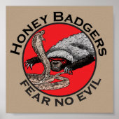 Honey Badgers Fee no Evil Funny Badass Slogan Red Poster (Vorne)