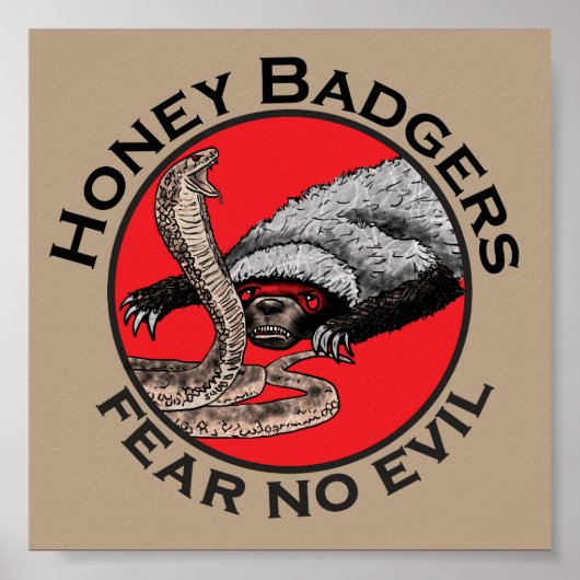 Honey Badgers Fee no Evil Funny Badass Slogan Red Poster (Vorne)