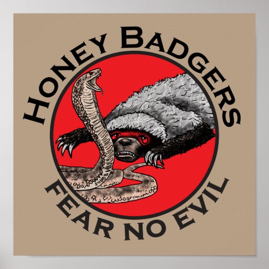 Honey Badgers Fee no Evil Funny Badass Slogan Red Poster (Vorne)