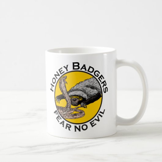 Honey Badgers Fee no Evil Snake Badass Animal Art Kaffeetasse (Rechts)