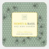 Honey & Basil Personalized Soy Wax Candle Label Quadratischer Aufkleber (Vorderseite)