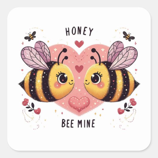 Honey Be Mine, Honey Bees Quadratischer Aufkleber (Vorderseite)